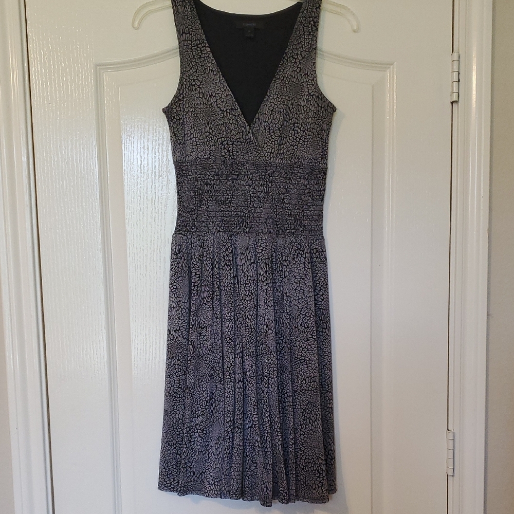 Express Black And Gray Floral Midi Dress, XS